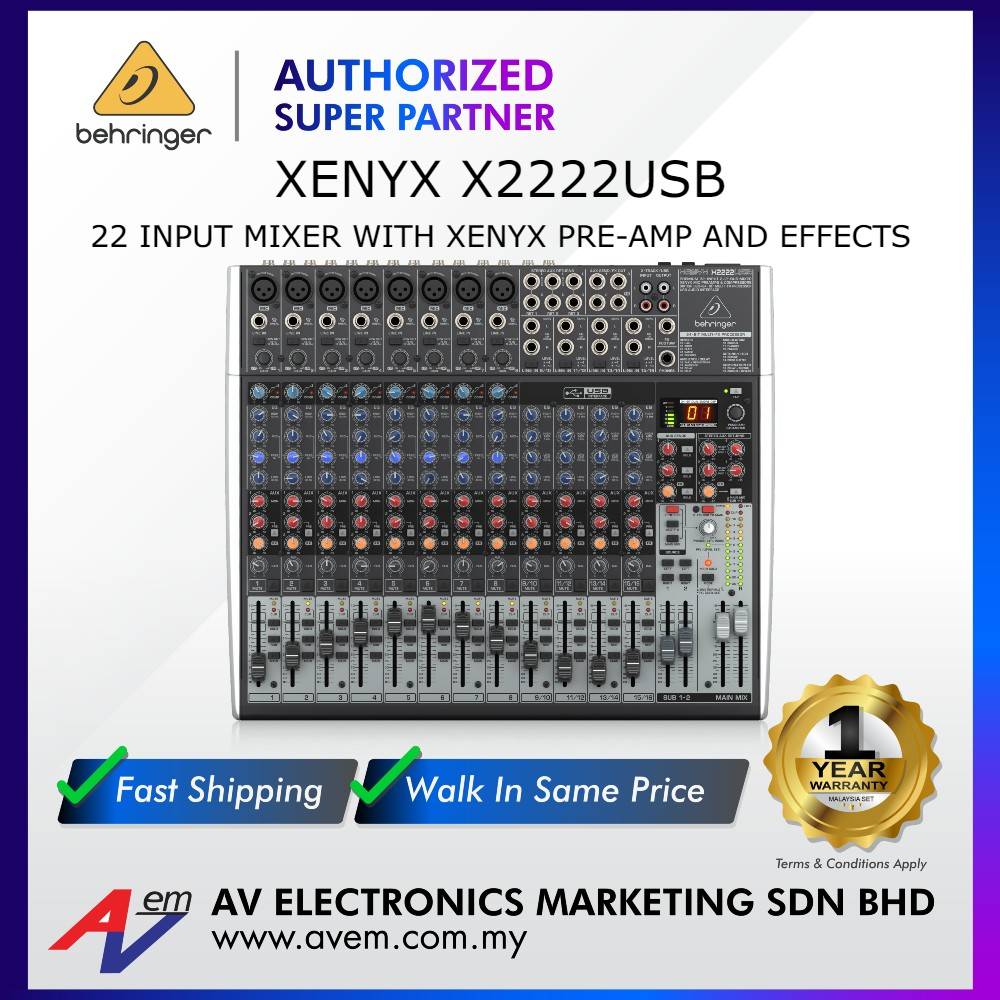 BEHRINGER XENYX X2222USB 22Input 2/2Bus Mixer with Compressors